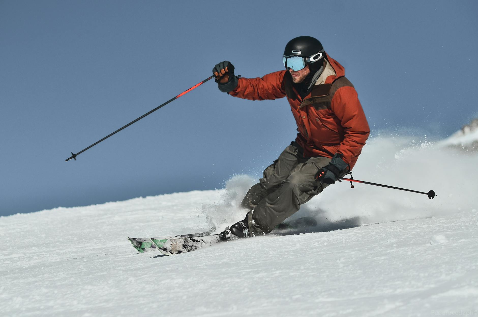 Skier in powder snow